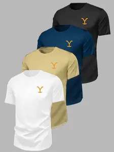 Yellowstone Western Style Loose Fit Short Sleeve T-Shirt, Multi-Color Casual Summer Top, No Collar, Without Button, Long Clothing