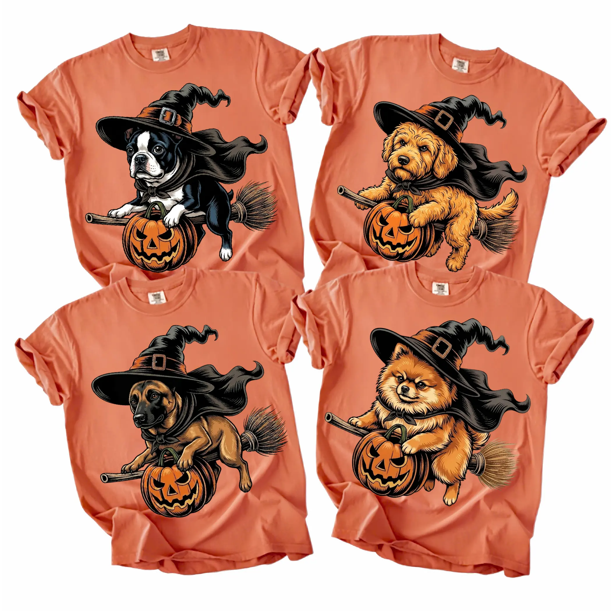 Custom Dog Comfort Colors 50+| Funny Halloween Themed Shirt for Dog Lover | Breed Specific Witch Costume Dog Print Tee Cute Halloween Style | Halloween Gift for Dog Lovers