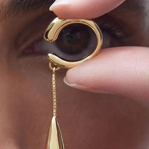 Trendy C-shaped Teardrop Ear Cuff Clip On Fake Earrings for Women, Non-Piercing Chunky Ear Cuffs, Gift Idea Silver Gold, Trendy Jewelry, Non Pierced Earrings