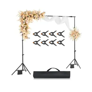 VEVOR Backdrop Stand, 7x 10 ft Adjustable Photo Backdrop Stand Kit, Portable Background Backdrop Stand with 3 Crossbars, Heavy Duty Projector Screen Stand, for Wedding, Photo Video Studio Party