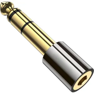 6.35mm 1/4 Male to 3.5mm 1/8 Female Stereo Headphone Adapter Audio Jack Plug  Plated Compatible with Speaker Headphone Guitar Digital Piano Amp, 1 Pack