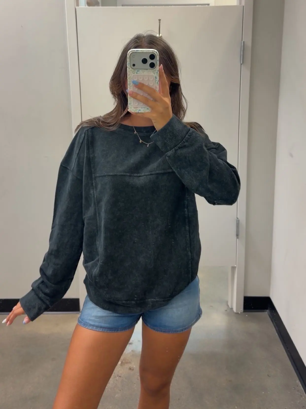 Women's Zenana Acid Wash French Terry Oversized Pullover Sweatshirt - Casual Crewneck, Long Sleeve, Ribbed Basic Top for Everyday Style (Pair with Joggers), Longsleeves