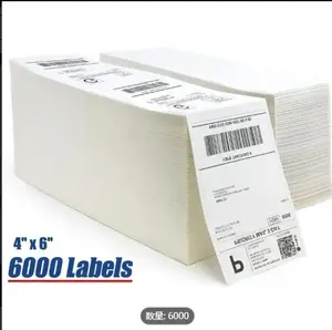 6000 pcs 4 X 6 inch clear thermal labels, thermal shipping labels Fedex/Usps/Ups labels compatible with most thermal printers
