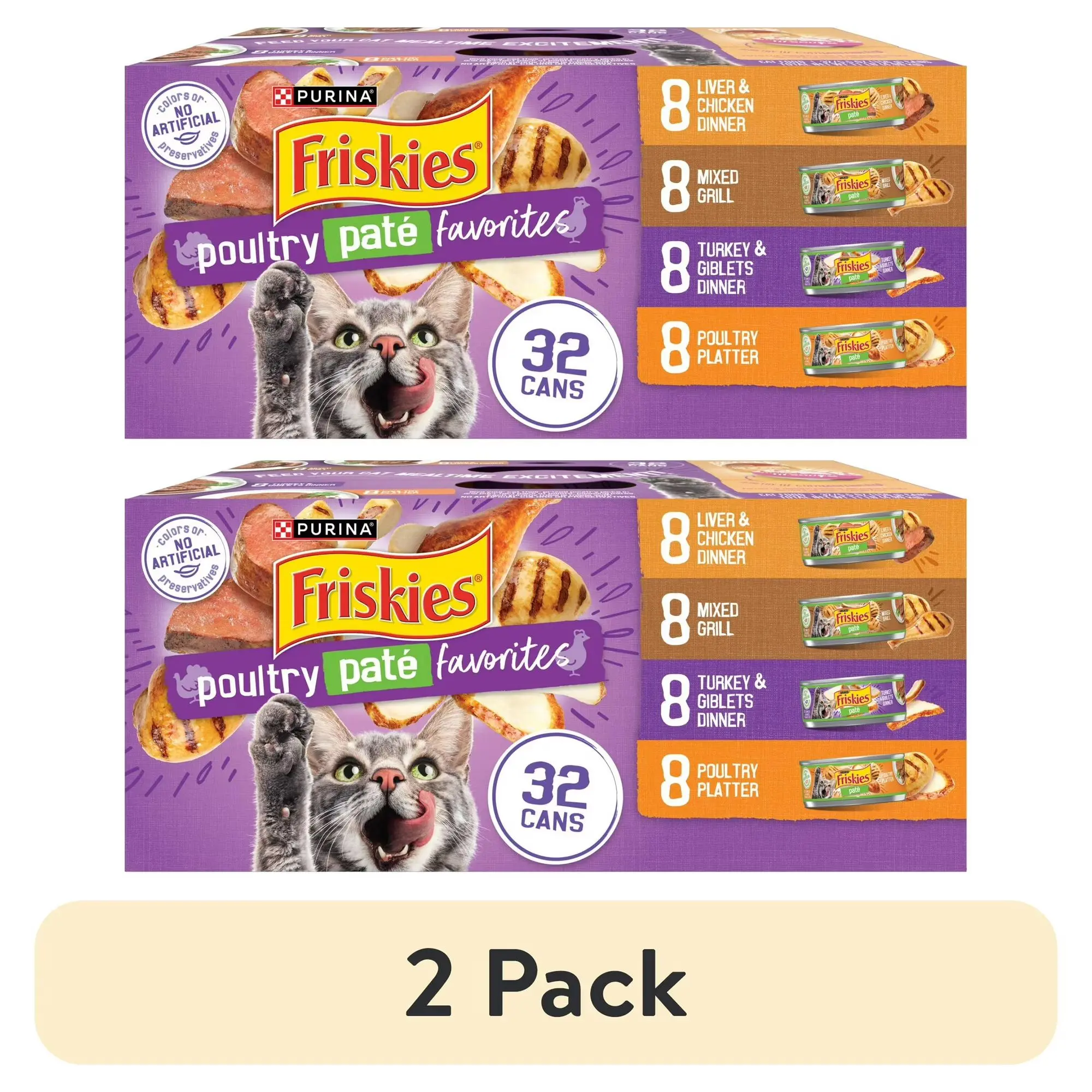 Purina Friskies Pate, Soft Poultry Variety Pack, Wet Cat Food, 5.5 oz Cans