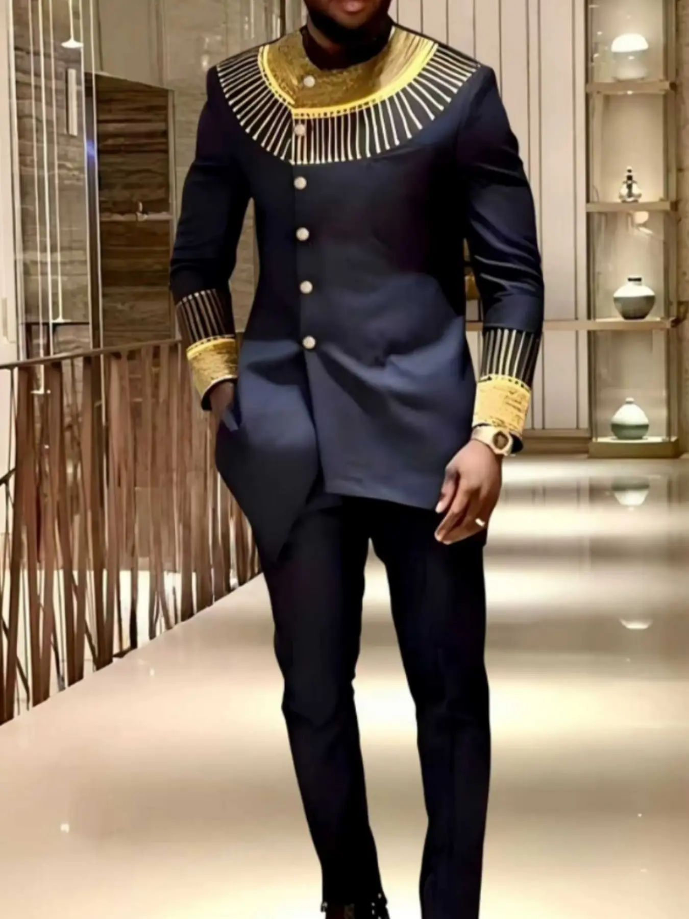 Muslim New African Men's Ethnic Set, Kurta, High-Quality Embroidered, Trendy and Comfortable, Perfect for Daily Wear, Stylish and Unique Design, Unique African Style, Clothing