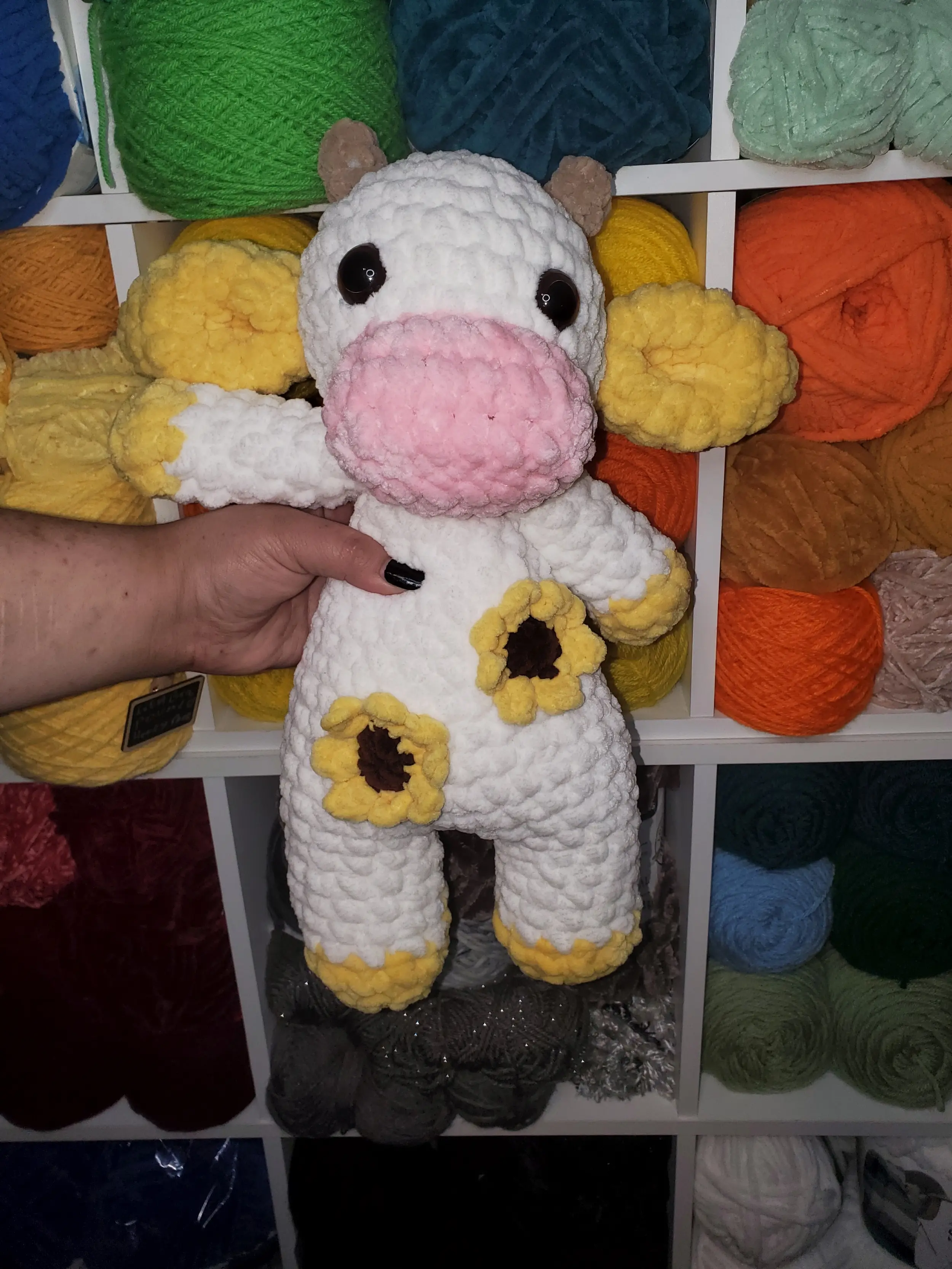 Jumbo Sunflower Cow Plush, Crochet Cow Plushie, Crochet Cow, Sunflower Cow, Crochet Animal, Cow Plush, Stuffed Cow, Crochet Plush Toy