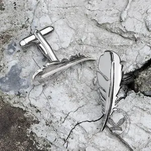GTHIC Angel Feather Brass Gothic Cufflinks Minimalist Jewelry Accessories for Men Women Daily Wear