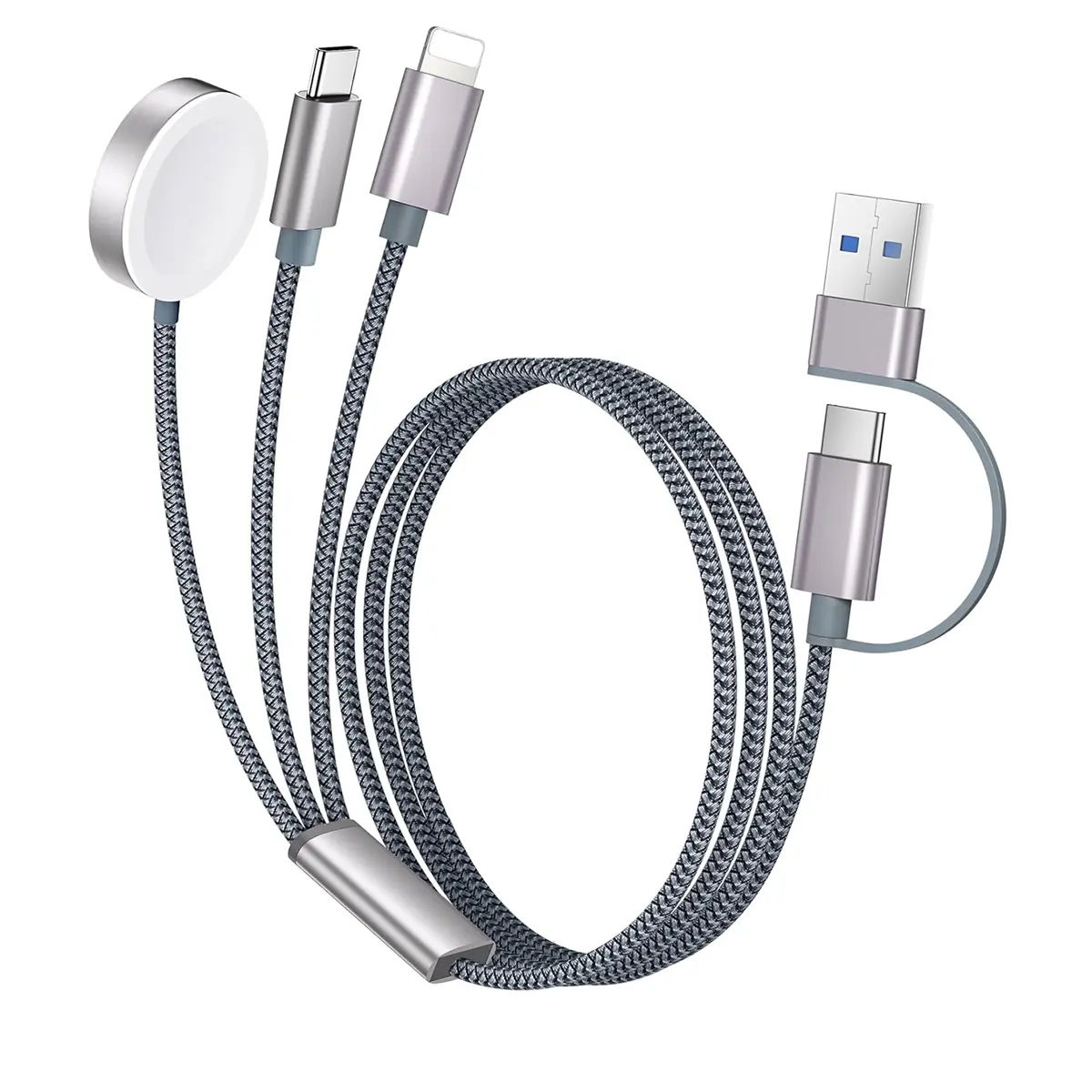 3 in 2 USB C Cable for iPhone12-16 Charger/Type C/Lightning/Apple Watch,Multi Charging Cable Cord,Portable Travel Essentials Designed, Multi Wireless Fast Charger Compatible