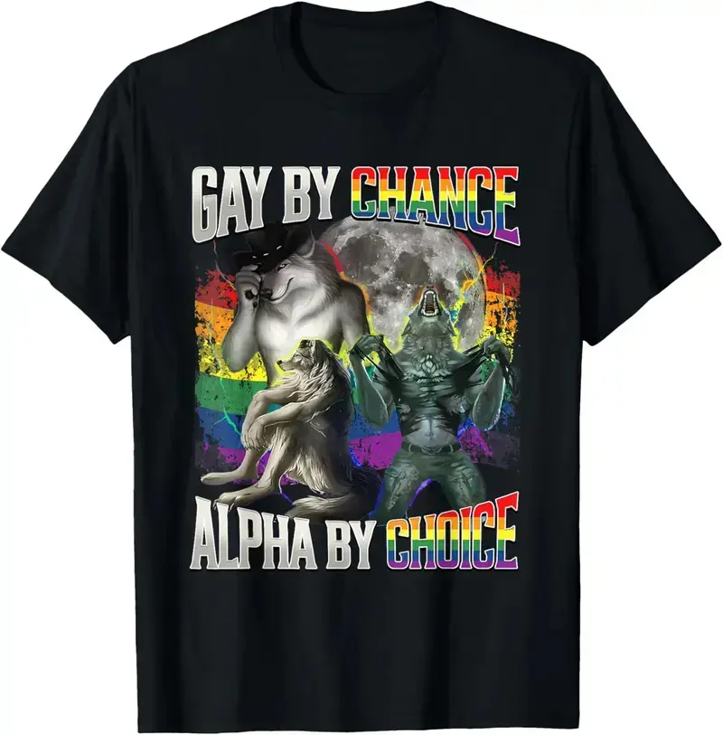 Unisex Short-Sleeve Round Neck LGBT Pride Apparel - "Gay By Chance Alpha By Choice" Graphic Tee, Soft Cotton Fit, LGBTQ Equality, Pride Month Casual Sports Top, Flat, Shortsleeve
