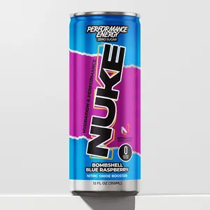 NUKE Blue Raspberry Performance Energy Hydration & Performance 12 oz Beverage with Nitric Oxide Recovery Dynamine for Sustained Boost Zero Sugar