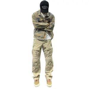 [YX2] Outdoor Workwear Khaki Multi-Pocket Stretch Tactical Style Work Pants Wear-Resistant Scratch-Resistant Waterproof for Mountaineering & Outdoor Sports