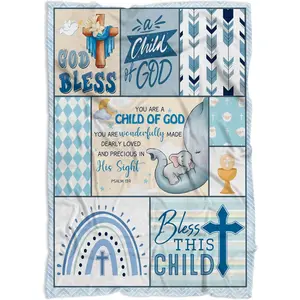 Baptism Gift for Boys, Baptism Blankets 40x30in, Gift for Boy, New Parents Gifts, Blanket Décor for Nursery