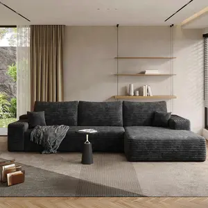 105" Plush Corduroy Cloud Velvet Modular Boneless Couch with Chaise, No Assembly Required - L Shaped Sectional Sofa Set with Flexible Configuration