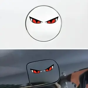 Cartoon Devil Eye Vinyl Stickers! Bold Red & Black Design, Self-Adhesive Glossy Surface, Durable & Easy to Apply. Recommended for Metal Surfaces - Fuel Tank Caps, Rearview Mirrors. One-Time Use, Cartoon Theme, Unique Style! Sticker For Cars