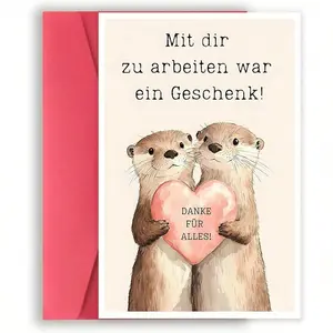 Farewell Card With Envelope - Farewell Card For Colleagues With A Saying Otter With Heart Greeting Card Gift Card For Farewell And New Beginning For Women