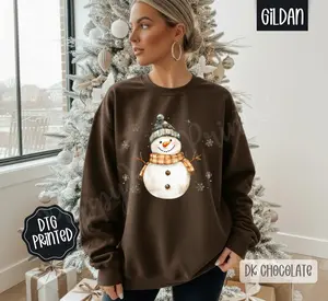 Cute Vintage Snowman Sweatshirt, Trendy Women's Winter Sweater