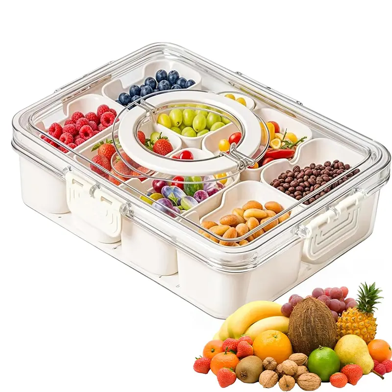 1pc Storage Container, Multipurpose Reusable Divided Bulk Food Storage Container With Cover, Leak Proof And Reusable 8-grid Food Sealed Box, For Grain, Nuts, Dry Fruit And Vegetable, Kitchen Organizers, Kitchen Accessories,reusable lunch container