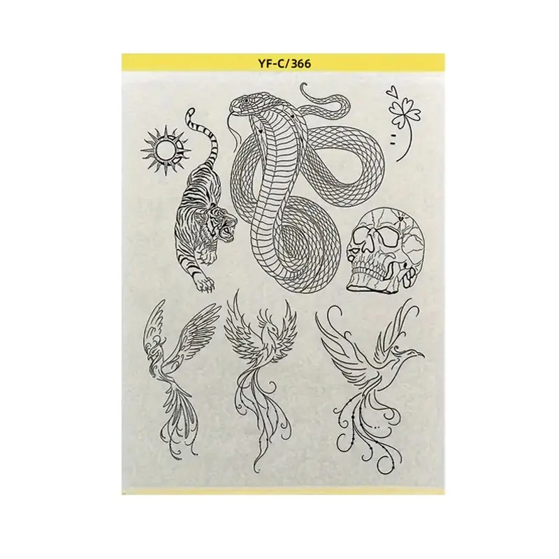 Pre-Drawn Tattoo Transfer Paper Roll, Pre-Drawn Patterned Tattoo Stencil Sheet, Easy Application Fashion Temporary Tattoos, Ideal for DIY Body Art Designs