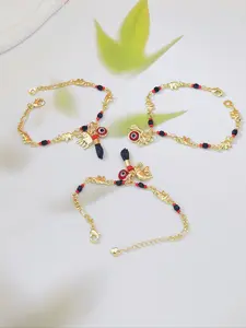 Bohemian Style Devil Eye Women's Bracelet, Beaded Elephant Charm, Cute Victory Gesture Chain, Versatile Wristband Gift for Friends, Boho Style Bracelet, Hand Chain Bracelet