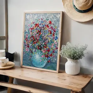 5D DIY Full Drill Diamond Painting Kit Vibrant Abstract Flower Bouquet in Vase Art Craft for Adults Home Wall Decor