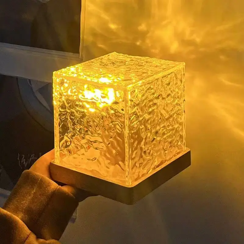 Shower Light Rechargeable 16 Color Changeable Ocean Wave Projector Dimmable Waterproof with Remote Rotating Flame Water Ripple Lamp for Bathroom Bedroom Decor