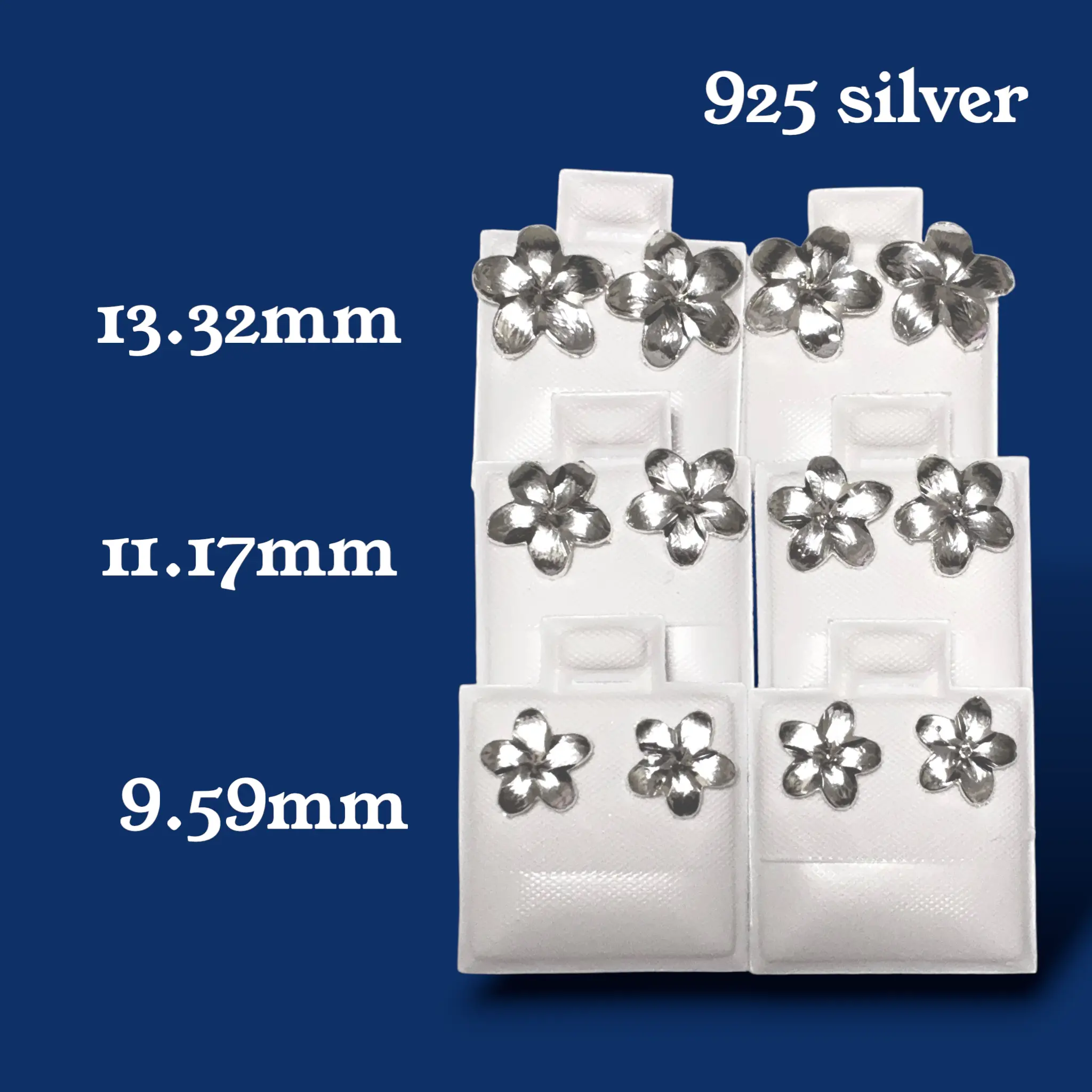 925 Sterling Silver Hibiscus Flower Earrings  Butterfly Back Stud Earrings
