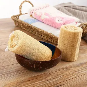 Natural Loofah Sponge Towel, 2 Counts Exfoliating Scrub, Body Scrubber, Exfoliating Net Sponge for Shower Gel, Body Massage, Dishwashing & More, Kitchen Cleaning Tool, Bath