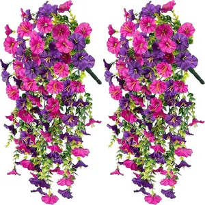 4PCS  Artificial Morning Glory Flower Vines, 60inch Hanging Plants Silk Garland Fake Green Plant Home Garden Wall Fence Indoor Outdoor Wedding Birthday Decor