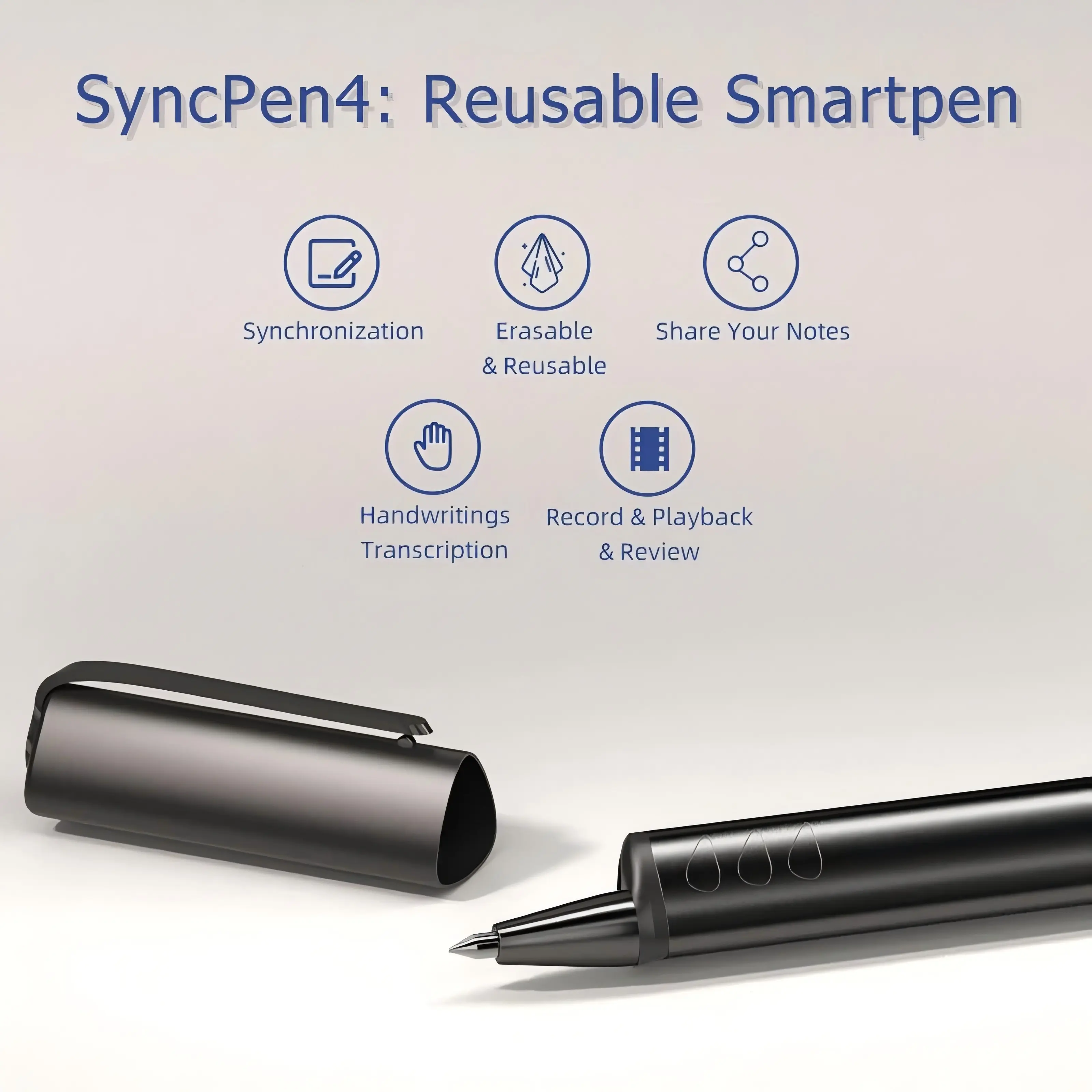 【Back To School】NEWYES SyncPen 4 Smart Pen with Digital Notebook Digital Pen Sync Pen Erasable Gel Pen Bluetooth Wireless OCR for Students, Designer, Creatives, Business Man, Record Notes