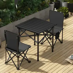 Outdoor folding table, portable car-mounted picnic table, carbon steel table, camping supplies, self-driving tours, barbecue table(without chairs)