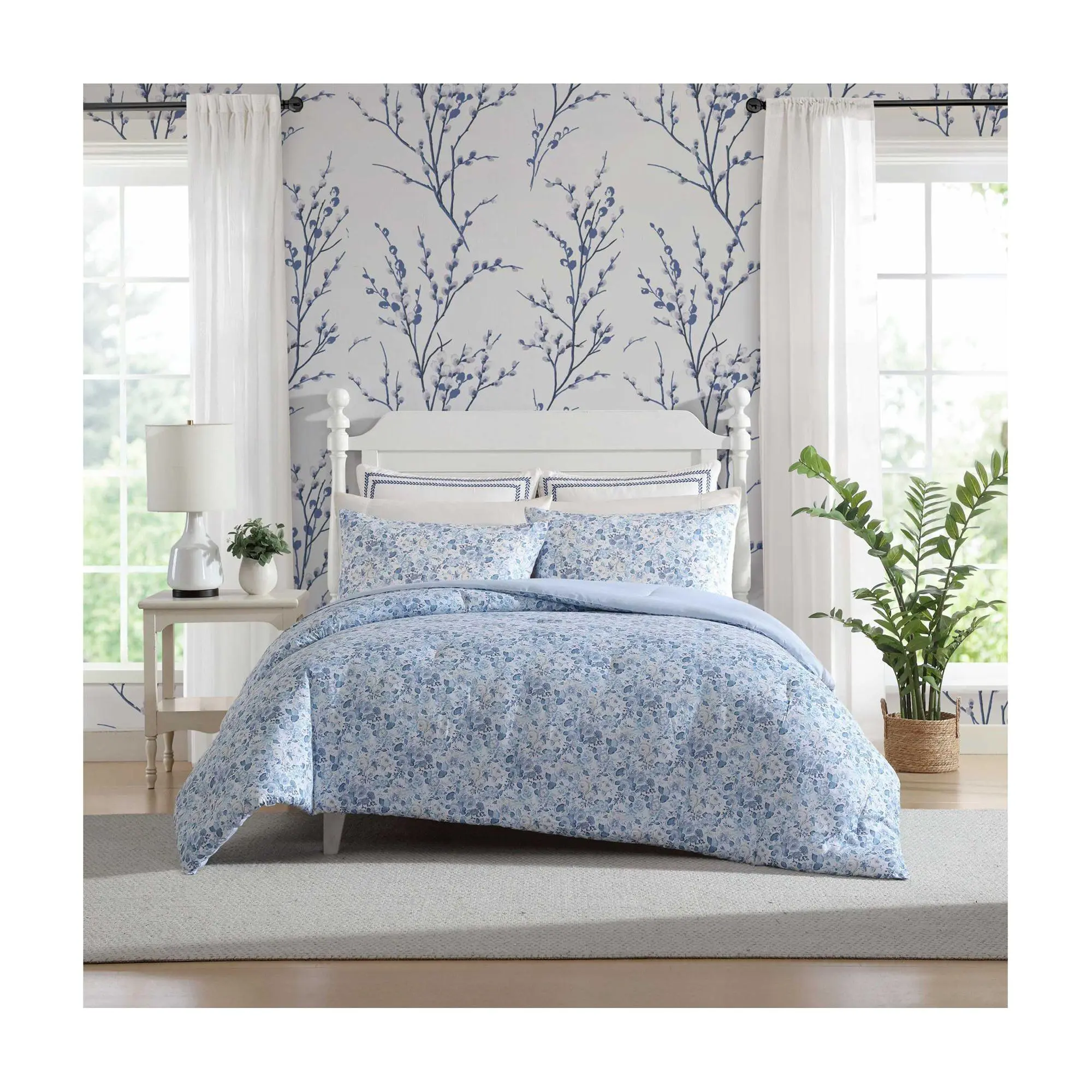 Laura Ashley Quartet Blue Twin Comforter Sham Set