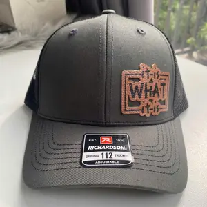It Is What It Is Leather Patch Hat – Funny Meme Trucker Cap, Adjustable Snapback Hat, Relatable Humor Cap, Everyday Casual Hat, Perfect Gift for Him or Her