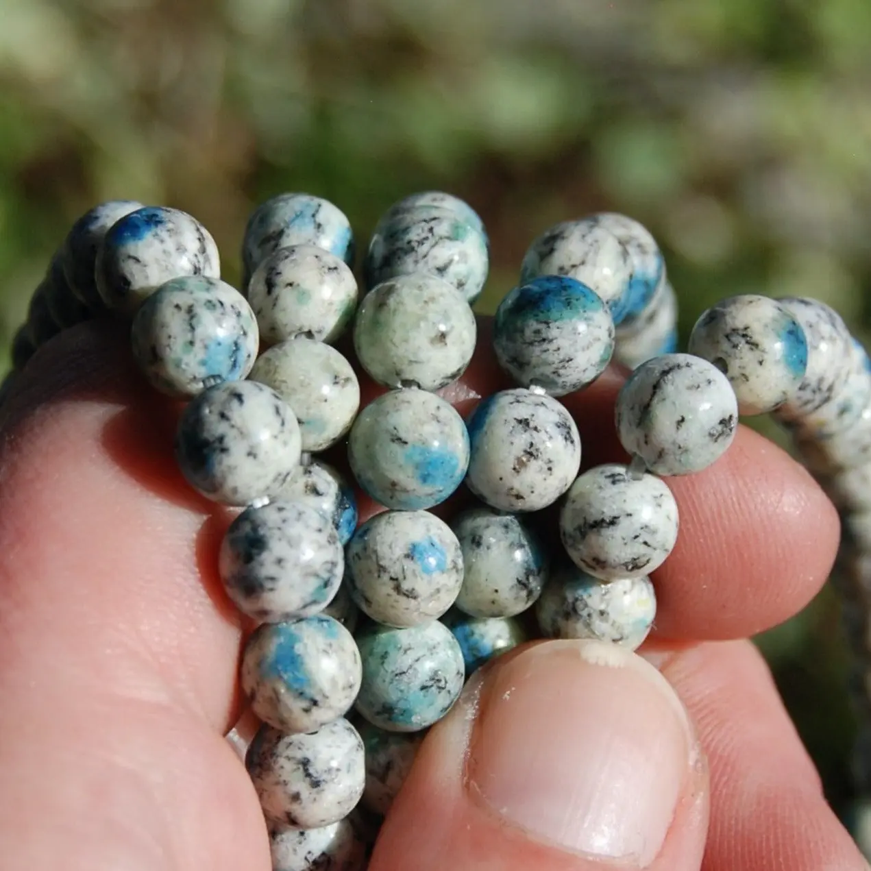 K2 Azurite Stone Crystal Bracelet, 7mm Natural Gemstone Beads