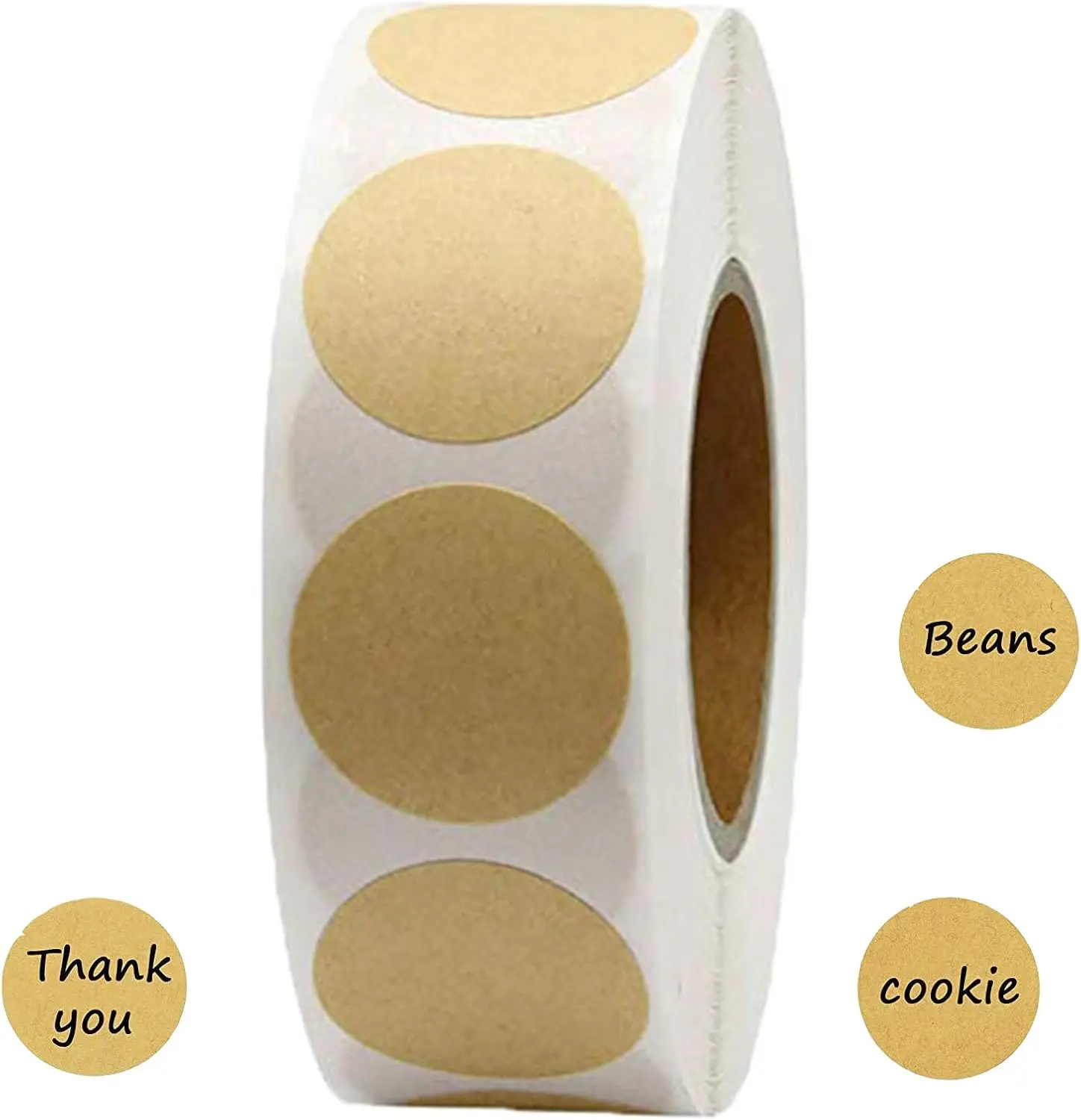 500PCS Kraft Circle Stickers, 1.5 Inch Round Blank Garage Sale Price Stickers, Kraft Coding Tag Labels, Brown Natural Envelope Seals for Home, Classroom, Jam, Canning Jar Labels