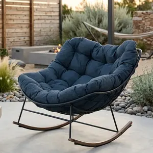 GRANDPATIO Comfortable Electroplating Rocking Chair with Cushions for Patio Porch Garden Backyard