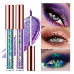 Glitter Liquid Eyeshadow Set,10pcs Metallic Shimmering Eye Shadow,Glittering Brightening Highlighting Liquid Stick for Crystal Eye Makeup,Sequin Eye Shadow,Glitter Liquid Eyeshadow,Shimmering Liquid Eyeshadow Stick,Halloween sparkle eyeshadow Cosmetic