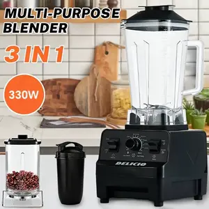 3 in 1 Kitchen Blender SC-1589 Food Blender with 1400W Power 68oz Capacity 6 Stainless Steel Blades for Smoothies Sauces Ice Crushing & Frozen Fruit