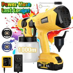 Outdoorfun Cordless Paint Sprayer 30000RPM High Speed for Dewalt 20V MAX Battery, HVLP Spray Paint Gun with 4 Copper Nozzles and 3 Patterns for Furniture Home House Volt replacement Tools Rechargeable