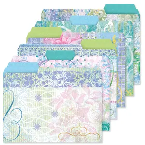 Lillian Vernon Floral Fun File Folders Value Pack - Bulk Set of 24, 6 Pretty Decorative Designs, 1/3 Cut Tabs, Heavy-Duty Paper Stock, Office Supplies for Home & Work, 9-½” x 11-¾” Letter Size