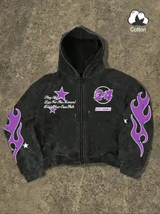 Unisex Hooded Cardigan Jacket, Long Sleeve Retro Casual Style for Fall & Winter, Fitted and Moderate Thickness Fashion Wear