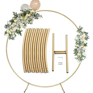 Round Golden Metal Balloon Arch Kit (6.7FT), Wedding Circle Backdrop Stand Frame for Birthday Party, Bridal Shower, Graduation, Photo Background Decoration.