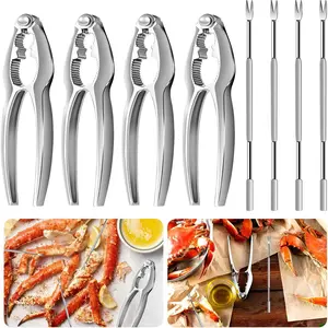 8 Pack Lobster Crackers and Picks Set, Crab Leg Cracker Tools, Stainless Steel Seafood Crackers & Forks