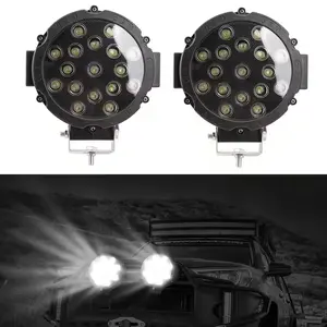 7 Inch Round LED Work Lights Bar 51W 6500K Super Bright LED Working Light Bar LED Light Bar for Car Truck Off-Road 4x4 ATVs SUVs for 4WD Motorcycle, DC12V-24V