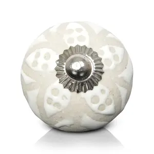 LuxeDesigns Decorative Ceramic Knobs Set of 12 - Handmade White Dresser Knobs for Drawers & Cabinets, 1.5" x 1.1", Hand Painted Cabinet Handles