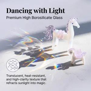 Handmade High Borosilicate Glass Unicorn Figurine - Artisan Non-Natural Crystal Home Office Decor, Jewelry Accessories Derivatives Gift