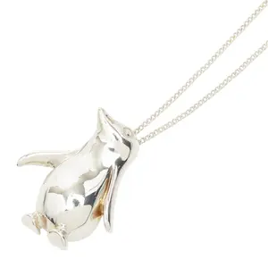 Pre-owned Tiffany & Co. Sterling Silver 925 (Ag925) Small Leather Goods Tiffany&Co. Silver Penguin Pendant Necklace