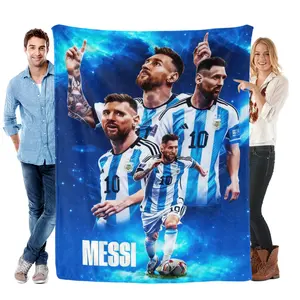 Lionel Messi Collage Flannel Throw | Ultra-Soft, Lightweight & Eye-Catching Blue Design | Perfect for Soccer Fans to Show Their Messi Pride All Year Long