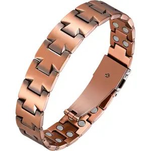 Jecanori Men's 99.99% Pure Copper Magnetic Bangle with 46 Magnets, Men's Pure Copper Jewelry Fashion Accessory