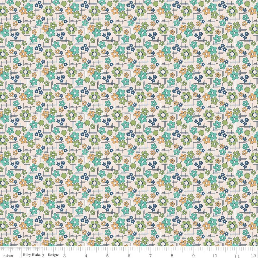 Farmer's Daughter Daisy Sea Glass Riley Blake Fabric by the Yard