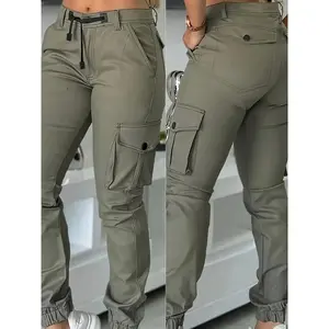 New Autumn–Winter High-Waist Slimming Women’s Casual Fashion Military Pants, Long Cargo Workwear Trousers for Ladies